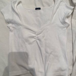 Brandy square neck white top